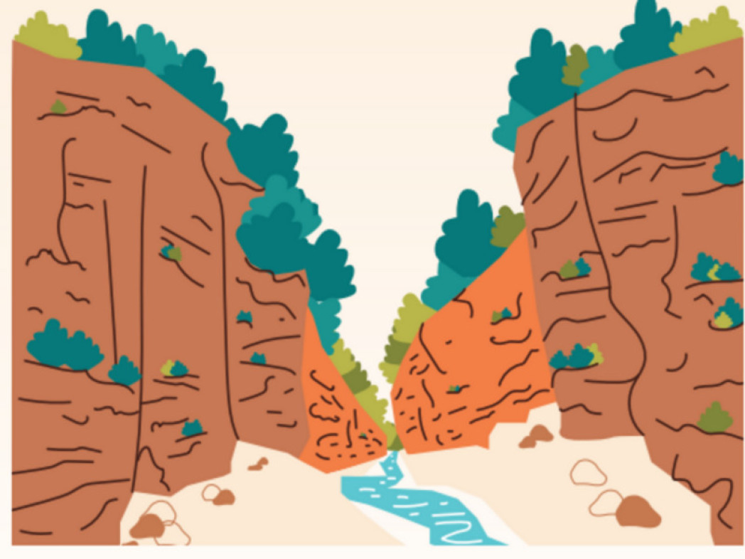 mountains and little river