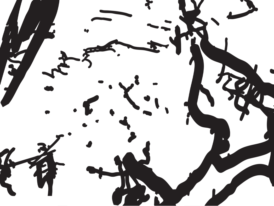 black figures on white background