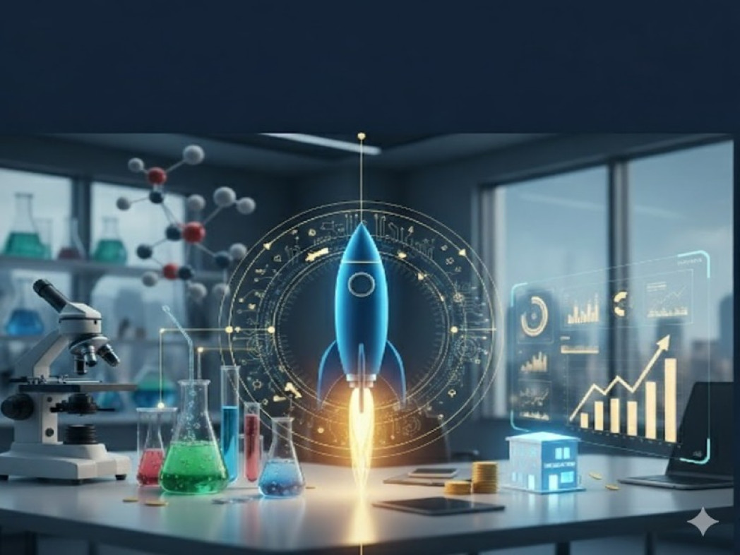 Laboratory with rocket