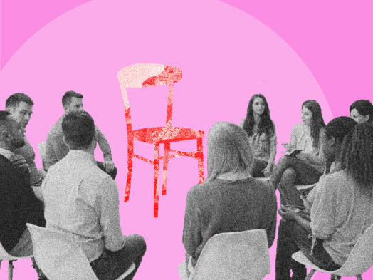People in the chair circle and red chair
