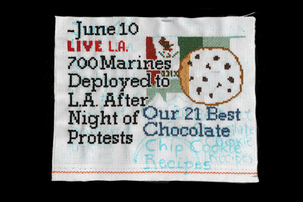 Gesticktes Bild einer Online-Nachricht auf Englisch.