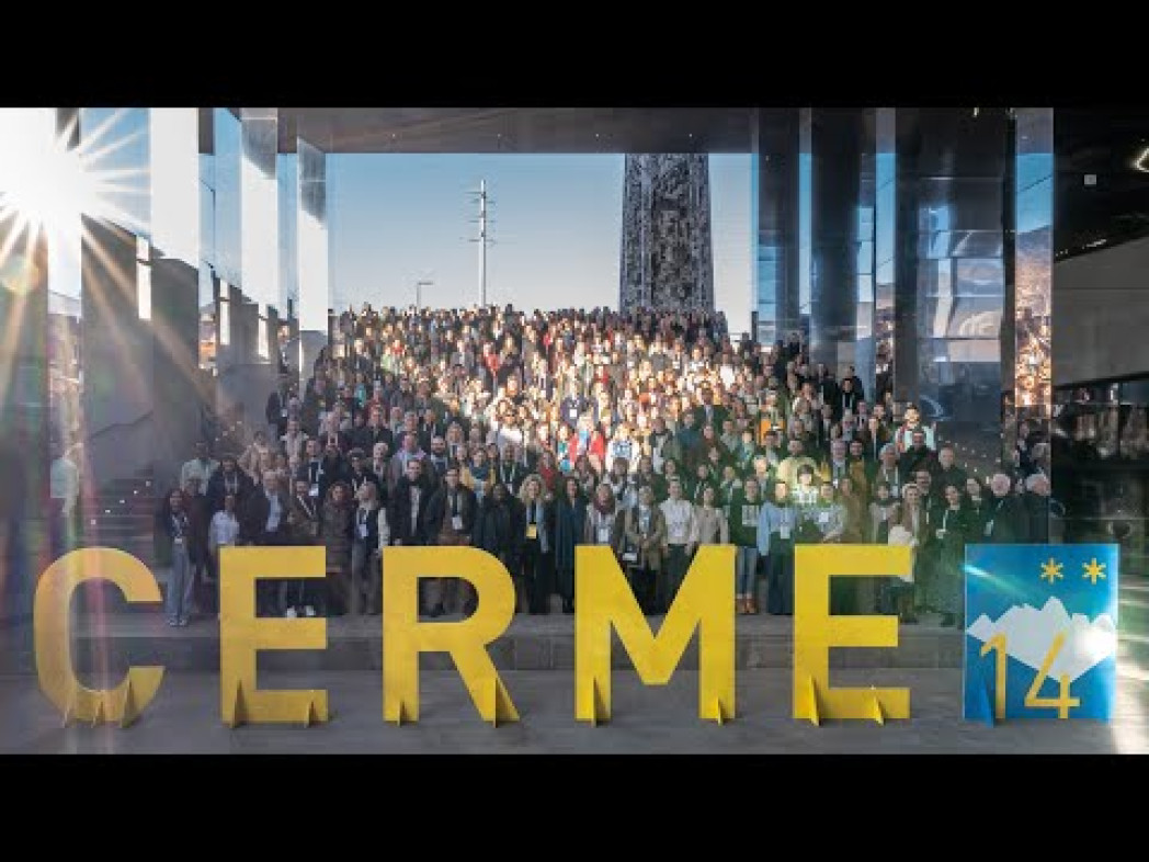 Group photo with yellow letters CERME in the foreground