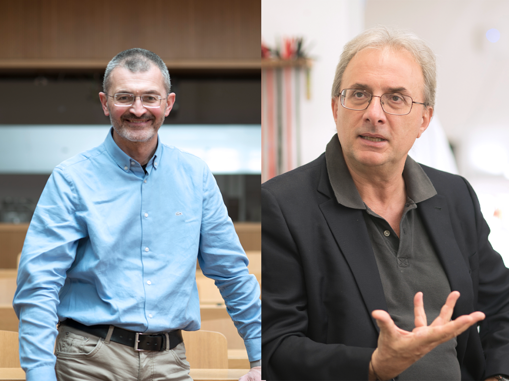 Alla sinistra un uomo che sta sorridendo. Nella foto a destra un altro uomo che sta parlando.