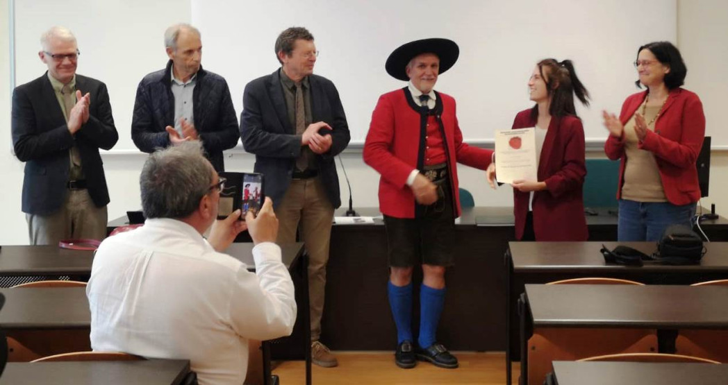 Aufnahme von Preisverleihung mit Ermenegildo Bidese, Maurizio Stedile, Christian Ferstl, Hugo-Daniel Stoffella, Laura Filippi und Sivia Dal Negro.