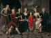 Gemaltes Porträt der Bozner Kaufmannsfamilie Menz, zwei Männer und zwei Frauen sowie zwei Kinder, alle mit weißen Perücken und eleganter Kleidung der damaligen Zeit 